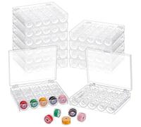 INTERWARM 12Pcs Bobbin Box, 25 Slot Bobbin Holder Case with 300 Plastic Bobbins Empty Sewing Machine Bobbins Spools Box Bobbins with Case for DIY Embroidery Thread Sewing Accessories
