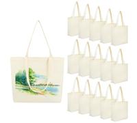 INTERWARM 16 Pack Canvas Tote Bag Bulk, Blank Cotton Grocery Shopping Tote Medium Reusable Grocery Shopping Cloth Bags for Painting DIY Crafting Gift Heat Transfer Vinyl (30.5x40.5 cm)
