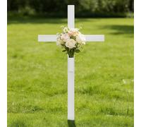 INTERWARM 1Pcs Memorial Crosses,56.3 x 30.7cm Iron Grave Marker Memorial Grave Stake for Roadside Graves Cemetery Garden Gravesite Funeral Headstone Replacement