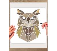 INTERWARM 1Pcs Owl Head Painting Stencil, 30x30cm Geometric Animal Reusable Art Templates Crafts Drawing Templates for Painting on Wood Wall Door Canvas Fabric Rock Sign Home Decor