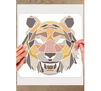 INTERWARM 1Pcs Tiger Head Stencils for Painting, 30x30cm Geometric Animal DIY Crafts Stencil Reusable Art Templates for Painting on Wood Wall Door Canvas Fabric Rock Sign Home Decor