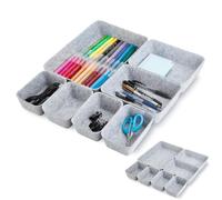 INTERWARM 2 Sets/14Pcs Desk Drawer Organizers Tray,Felt Storage Bin Organize,Drawer Organizers Bins 1 Set/7 Pcs Sleek Minimalist Lifestyle for bedside tables, desks, or office desks (Aqua)