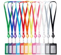 INTERWARM 24 Pack PU Leather Badge Card Holder, Colorful Retractable Lanyards with Vertical ID Card Badges Name Tag Holder Holder with Clear Window for Women Men Office Travel