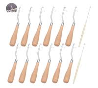 INTERWARM 26 Pcs Latch Hook Tools,15.7cm Dreadlocks Tool Crochet Hooks Wooden Handle Latch Hook Crochet Needle Set Dreadlocks Tool Crochet Hooks with Tongue Crochet for Rug Making and Art Crafts