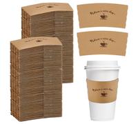 INTERWARM 300Pcs Kraft Paper Coffee Cup Sleeves, Coffee Sleeves | Disposable Kraft Cup Sleeves for Coffee Milk Tea, Fits 12oz to 16oz Takeaway Cups, Heat Insulation & Hand Protection