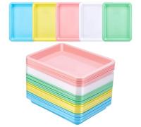 INTERWARM 30Pcs Plastic Art Trays,24.5 x 18.5 cm Activity Craft Sand Trays Flat Storage Organizer Bins Stackable Bins for DIY Projects Painting Beads Organizing Supply, 5 Color