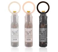 INTERWARM 3Pcs Wine Pouch Mesh Embedded Rhinestone Wine Tote Purse Resin Handle Wine Bag Sparkly Rhinestone Handwoven Mesh Bags Circular Handle Bag Carrier for Birthday Picnic Party Wedding