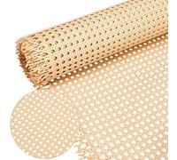 INTERWARM 40cmx30m Plastic Cane Webbing Roll, Faux Cane Open Weave Mesh Handwoven PE Synthetic Rattan Rolls for DIY Furniture Decoration Beds Chairs Cabinets Ceilings, Burlywood