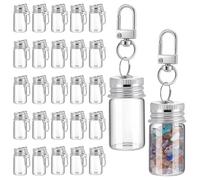 INTERWARM 48Pcs 7ml Small Glass Bottle Keychain, Mini Wishing Jar Keychain Tiny Glass Jars Containers Mini Decorative Bottle for DIY Wedding Favors Home Party Decoration Crafts Gift