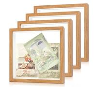 INTERWARM 4Pcs Adventure Box,20.3x20.3cm Shadow Box Display Frame with Slot Frame Travel Box for Memories Keepsake Display Case for Tickets Pictures Dry Flowers Awards Medals, Dark Khaki
