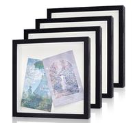 INTERWARM 4Pcs Shadow Box Display Frame with Slot,20.3x20.3cm Travel Box for Memories Top Loading Display Case Frame with Slot for Concert Ticket Stub Memory Wine Bottle Caps Stamps, Black