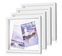 INTERWARM 4Pcs Shadow Box Frame Memory Box,20.3x20.3cm Small Shadow Boxes Top Loading Display Case Frame with Slot for Concert Ticket Stub Memory Wine Bottle Caps Stamps Decor Gift, White