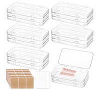 INTERWARM 6 Pack Tri-Fold Press On Nail Organizer Case,4 Page Nail Display Box for Fake Nails,Clear Nail Storage Box with 6 sheet Adhesive Tape and 50 Display Board(9.2x15.3x4.7cm)