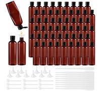 INTERWARM 60 Pcs 120ml Plastic Bottles,Refillable Containers Small Travel Toiletry Bottles,Coconut Brown Plastic Squeeze Bottles with Top Flip Cap,Equipped with Dropper, Funnel, and Dispenser