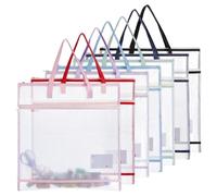 INTERWARM 7 Pcs Sew Project Bags, 2 Size Quilting Craft Organizer Storage Bags with Handle and Pocket Clear Mesh Design Art Supply Bag for Quilters Knitting Stitching Crafter, 7 Colors