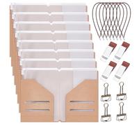INTERWARM 8 Pack Travelers Notebook Accessories Kit, Include Travel Kraft File Folder Zipper Case Pen Holder Binder Clip and Elastic for Diary Passport Organizer, Passport Size