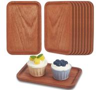 INTERWARM 8 Pcs Solid Wood Serving Platters and Trays,Rectangular Serving Platter with Edge,20.2x13.1x1.4cm Wooden Tray,Charcuterie Board Cheese Platefor Cheese and Fruit