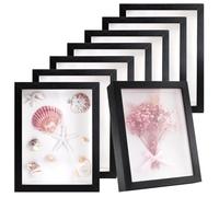 INTERWARM 8Pcs 6x8 Inch Wood Shadow Box Photo Frame, Shadow Box Bulk Display Case Rectangle Display Picture Frame for Photos Flower Wedding Bouquets Graduation Object Butterfly Tickets, Black