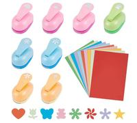 INTERWARM 8Pcs Paper Punches for Crafting, Scrapbook Punches with 50Pcs Craft Sticker Paper Scrapbook Office Supplies for Wedding Day Greeting Card DIY Albums Arts(1 Inch,Multiple Styles)