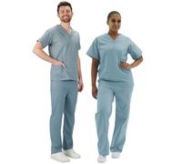 Interweave Healthcare Matching Unisex Scrub Set, Grey Colour, Size Extra Small, V Neck Reversible Top
