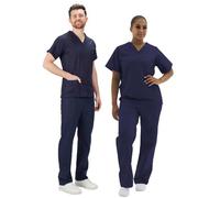 Interweave Healthcare Scrub Set Medical Uniform Unisex Reversible Scrubs Top & Trousers with Pockets in 8 Colours (as8, Alpha, l, Regular, Regular, Navy)