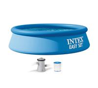 INTEX 28107EH Easy Set Inflatable Swimming Pool Set: 8ft x 24in - Includes 330 GPH Cartridge Filter Pump - Puncture-Resistant Material - 513 Gallon Capacity - 18in Water Depth