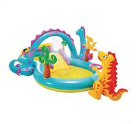 Intex-57135NP Dinoland Play Center-Inflatable water play center, assorted model (with and without volcano), multi-colored, 333x229x112 cm-280 Liters