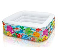 Intex 57471NP Clearview Aquarium Inflatable Pool, Kids Outdoor square-shaped Swimming Pool, Multi-Colour, Measures 160 x 160 x 50 cm, Suitable for ages 3 and above