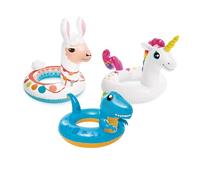 Intex 59221NP Inflatable Swim Ring Animals Assorted, 1 Piece, Vinyl, Multi-Coloured, Dinosaur 81 x 58 cm, Llama 85 x 58 cm, Unicorn 107 x 58 cm
