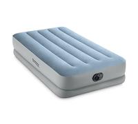 Intex 64157E Dura-Beam Plus Mid-Rise Air Mattress: Fiber-Tech - Twin Size - Built-in USB Electric Pump - 14in Bed Height - 300lb Weight Capacity