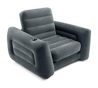 Intex 66551EP Inflatable Pull-Out Chair: Built-in Cupholder - Velvety Surface - 2-in-1 Valve - Folds Compactly - 80" x 91" x 26"