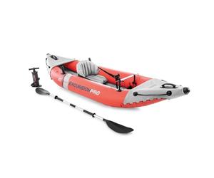 Intex 68303EP Excursion Pro Single Person Inflatable Vinyl Fishing Kayak Set, Red