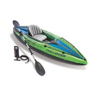 Intex 68305EP Challenger K1 Inflatable Kayak Set: Includes Deluxe 86in Kayak Paddles and High-Output Pump - Adjustable Seat with Backrest - Removable