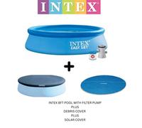 Intex 8Ft Pool C/w Filter Pump & Debris & Solar Cover Swimming Paddling Summer