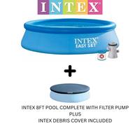 Intex 8Ft Pool & Filter Pump Also Includes Debris Cover Easy Set Swimming Paddling Summer