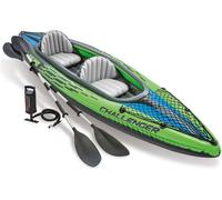 INTEX Challenger K2 Inflatable Kayak - Green, Gray & Blue