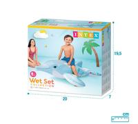 Intex Childrens Inflatable Ride On Lil Dolphin Swimming Pool Fun Accessory, Lite Blue