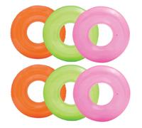 Intex Colorful Transparent Inflatable Swimming Pool Tube Raft (6-Pack) | 59260EP