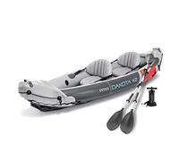Intex Dakota K2 2-Person Heavy-Duty Vinyl Inflatable Kayak, Infalatbale Boat Holds 2 people up to 400 pounds, with 86-Inch Oars Air Pump and Carry Bag, Gray & Red 68310VM