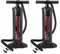 Intex Double Quick III Hand Pump 19in / 48cm, High Output Manual Air Pump with Hose and 4 Nozzles, Inflates and Deflates, for Inflatables and Athletic Balls, 68615 (Pack of 2)