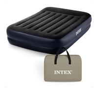Intex Dura-Beam Standard Series Pillow Rest Raised Airbed w/Built-in Pillow & Internal Electric Pump, Queen, Navy, (600 lbs)