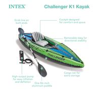 Intex K1 Challenger Inflatable Kayak Canoe Boat Fishing Oars Paddles Pump NEW