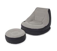 Intex 68564NP Ultra Lounge Inflatable Chair with Cup Holder & Ottoman Set, Gray