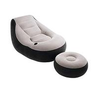 Intex 68564NP Ultra Lounge Inflatable Chair with Cup Holder & Ottoman Set, Gray