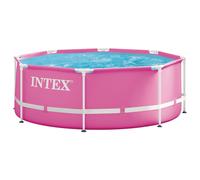 INTEX Metal Frame Above Ground Swimming Pool Pink 244 x 76 cm PVC, Modern Round