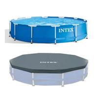 Intex Metal Frame Pool And A Pool Cover - 10Ft