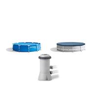 Intex Metal Frame Swimming Pool With Filter Pump And Pool Cover - 10FT