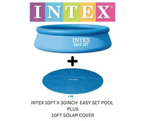 Intex Ntex 10Ft Easy Set Paddling Swimming Pool C/w 10 Ft Solar Cover Large Family