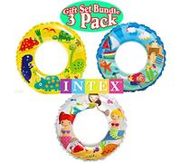 Intex Ocean Reef Transparent Swim Rings Dinosaurs, Mermaid & Beach Gift Set Bundle - 3 Pack