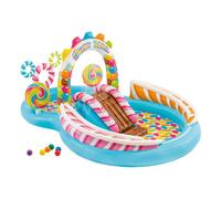 Intex Playcenter Candy Zone 57149 - Water Play Center with Candy Arch Spray, Slide, Dual Pools, Ball Rails and Landing Mat